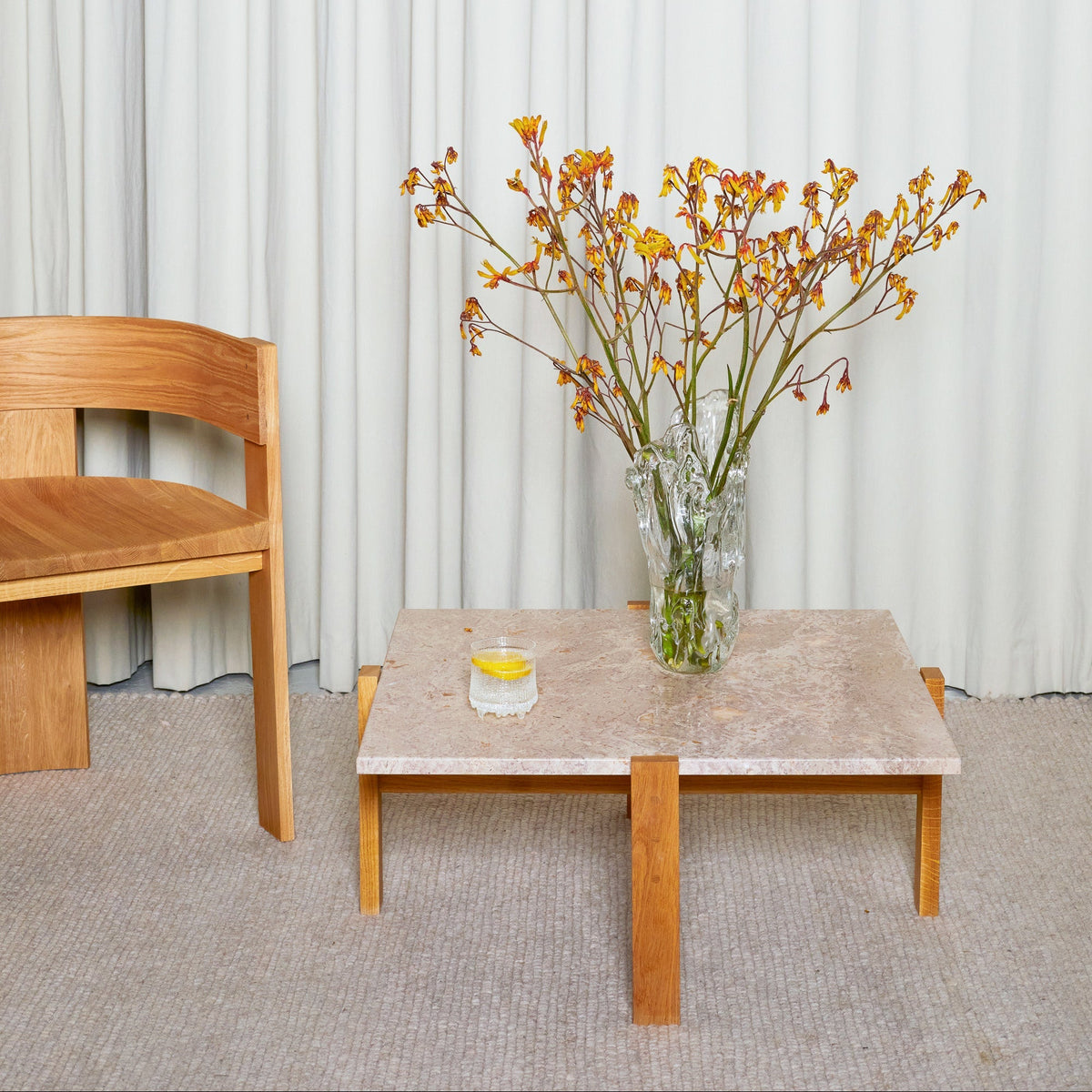 Inka sófaborð / Eik / Sandlitaður Marmari