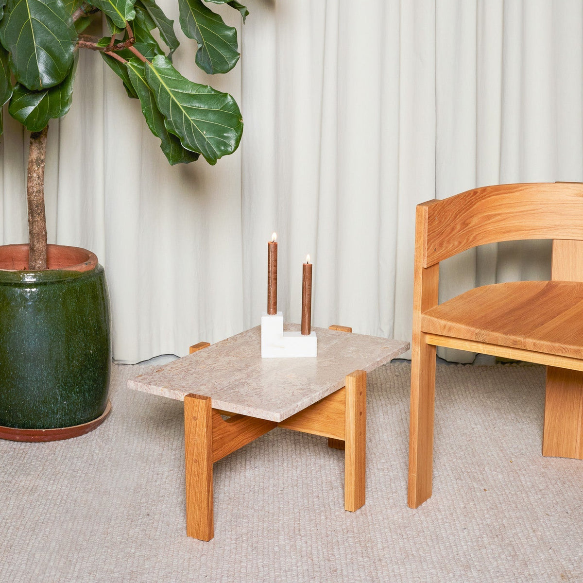 Inka Hliðarborð H32cm - Eik / Sandlitaður Mamari